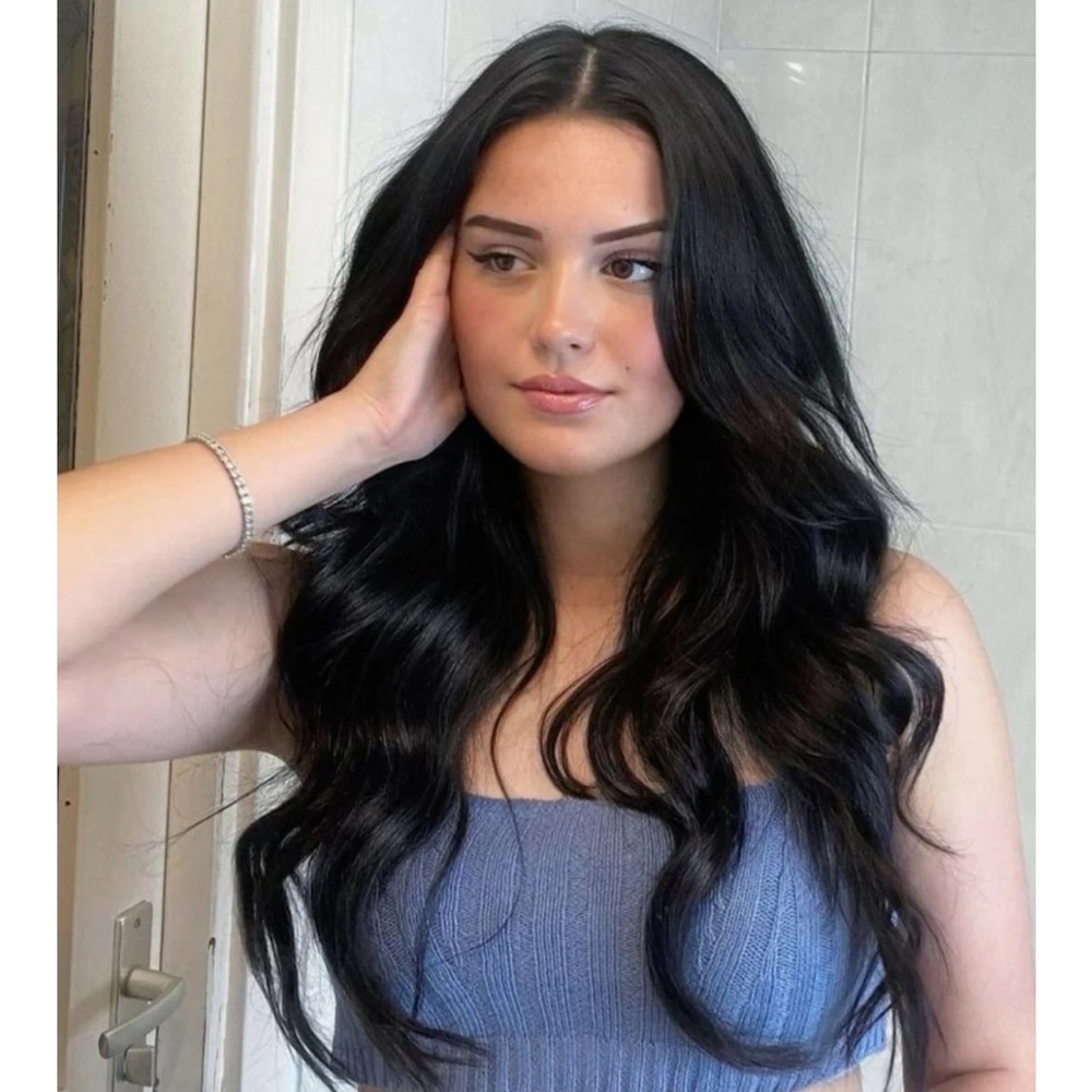 LULA Halo Black Hair Extension with Adjustable Wire - Wavy